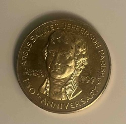 1975 Argus Salutes Jefferson Parish 150th Anniversary Thomas Jefferson Mardi Gras Doubloon