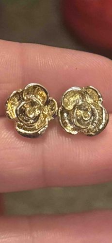 Gold Rose Bud Stud Earrings