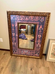 Ornate Neoclassical Style Grand Mirror with Decorative Inlay