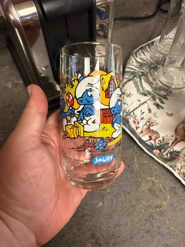 Vintage Smurfs Drinking Glass