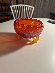 Marigold Carnival Glass Toothpick Holder or Small Nappy Bowl