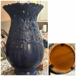 Blue Pierced Ceramic Lantern Vase