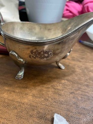 Sheffield Sterling Silver Gravy Boat with Monogram