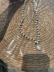 Baroque Pearl Necklace with Black Accent Beads and Pendant