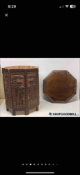 African Wood Carved Folding Table
