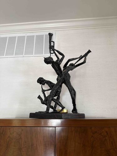 Mid-Century Modern Brutalist Bronze Jazz Trio Sculpture