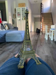 Eiffel Tower Miniature Replica with "PARIS" Inscription