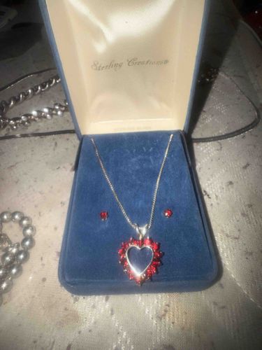 Sterling Creations Sterling Silver Heart Pendant and Earrings Set