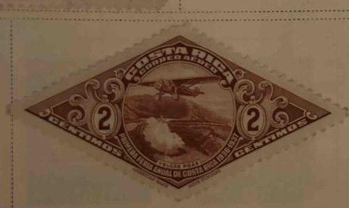 Costa Rica 2 Centimos Airmail Stamp