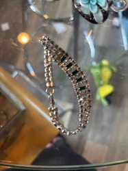 Rhinestone and Green Stone Line Bracelet