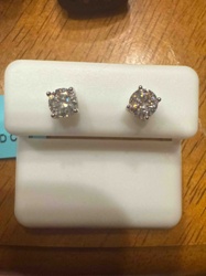 Sterling Silver Moissanite 5mm Stud Earrings (.85 CTW)