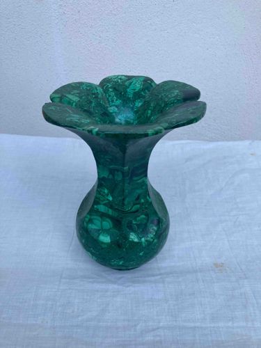 Malachite Flower-Form Vase/Bowl