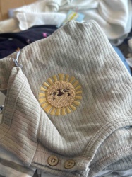 Baby Ribbed Bodysuit with Lion/Sun Embroidery