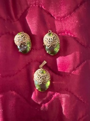 Acorn-Themed Green Gemstone Jewelry Set
