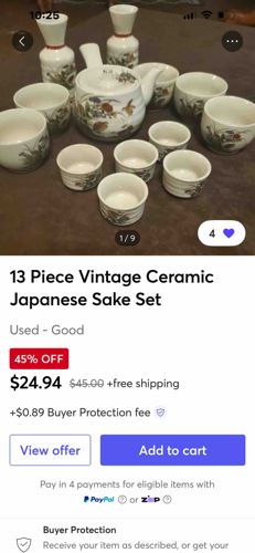 13-Piece Vintage Japanese Ceramic Sake and Tea Set