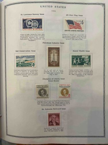 1959 United States Commemorative Philatelic Album Page