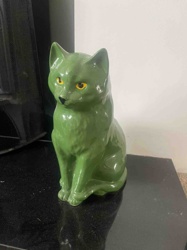Green Ceramic Cat Sculpture