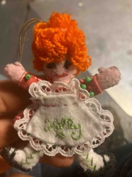 Handmade Felt Raggedy Ann Style Doll Ornament