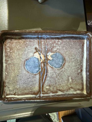 Handcrafted Ceramic Rectangular Baking/Serving Dish with Botanical Motif
