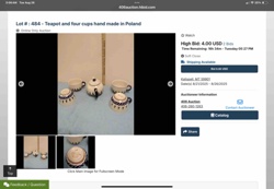 Polish Hand-Made Ceramic Tea Set (Teapot and Four Cups)