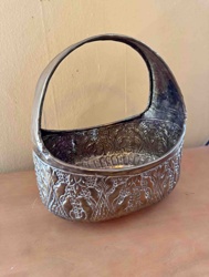 Embossed Metal Basket with Handle