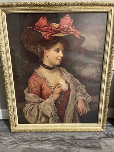 Victorian Woman with Hat Portrait Print
