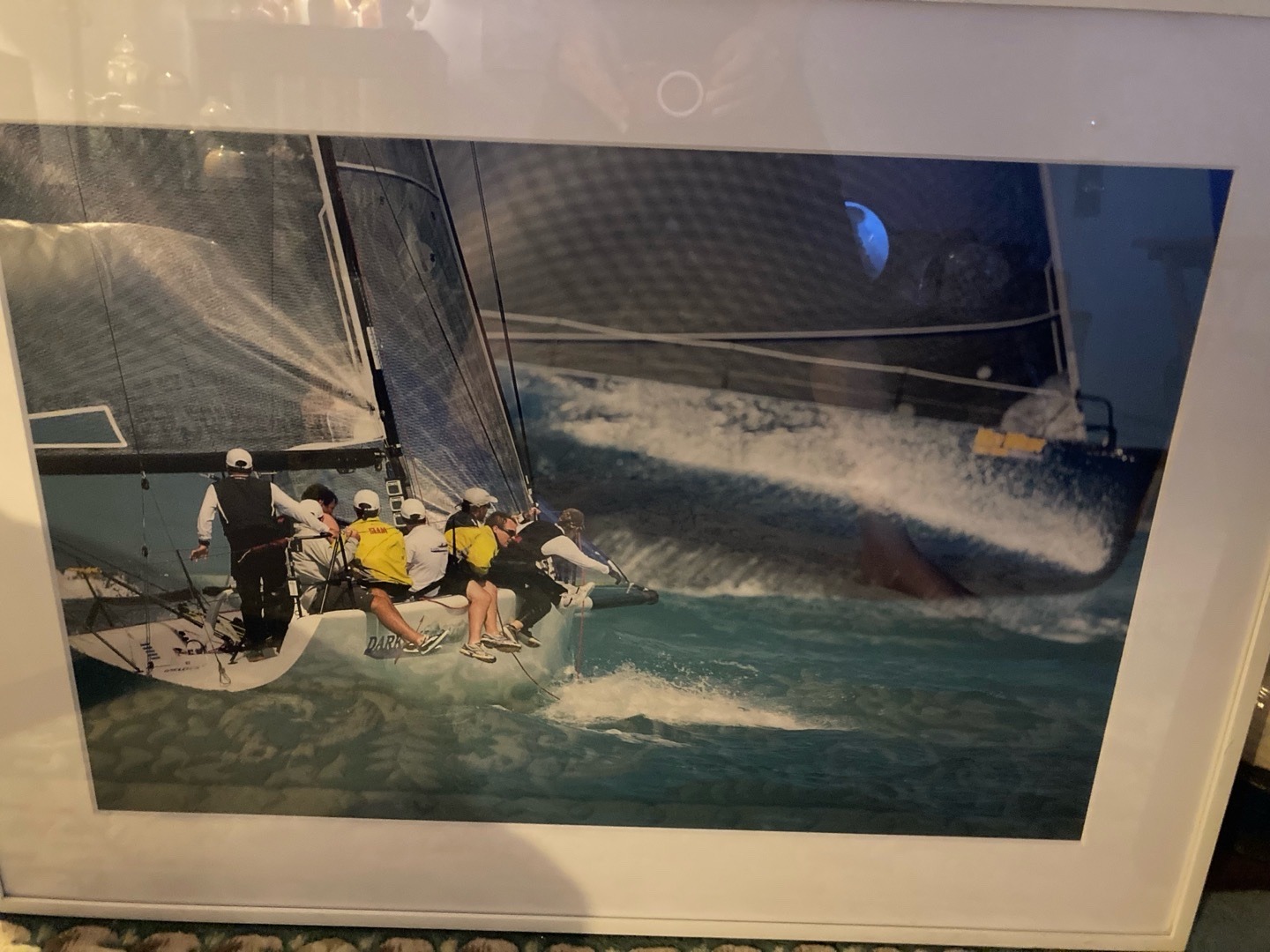 Submitted photo of Framed photographic print depicting a racing sailboat