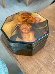 Octagonal Cherub Decoupage Keepsake Box