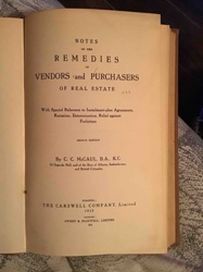 NOTES OF THE REMEDIES OF VENDORS and PURCHASERS OF REAL ESTATE, Second Edition