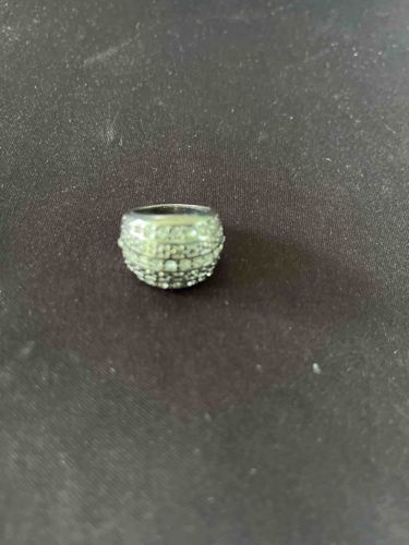 Silver Tone Dome Ring with Clear Stones