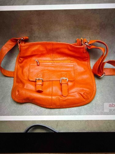 Orange Leather Crossbody Bag