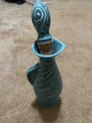 Teal Glazed Ceramic Decanter or Oil/Vinegar Cruet with Stopper