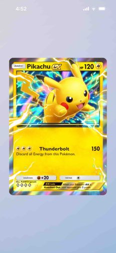 Pikachu ex (Thunderbolt) Pokémon Trading Card
