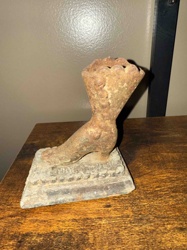 Antique Cast Iron Figural Boot Scraper / Doorstop