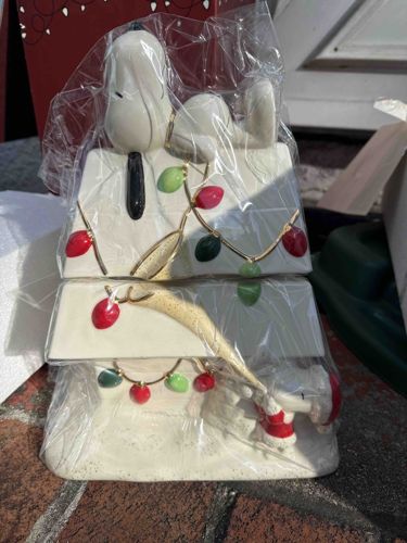 Snoopy and Woodstock Christmas-themed Ceramic Cookie Jar
