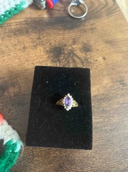 Amethyst and Diamond Accent Gold Ring