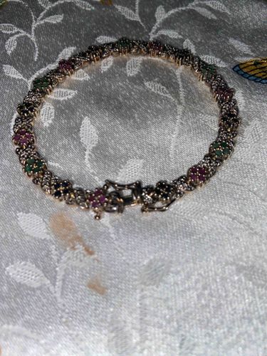 Hugs and Kisses Gemstone and Diamond Tennis Bracelet