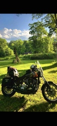 Cruiser Motorcycle with Flame Graphics