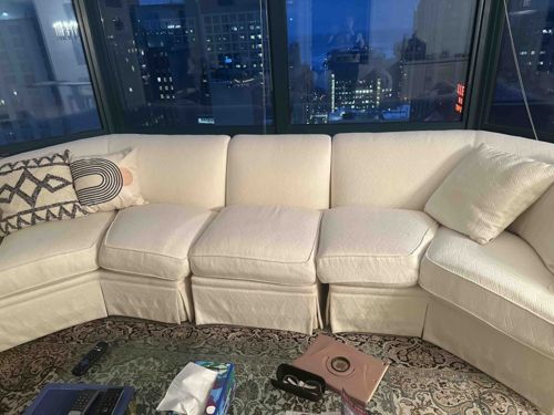 Modern Five-Piece Curved Sectional Sofa with Slipcovers