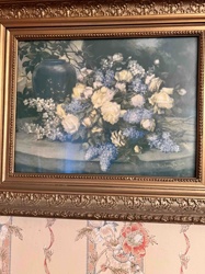 Framed Floral Still Life Print with Vase