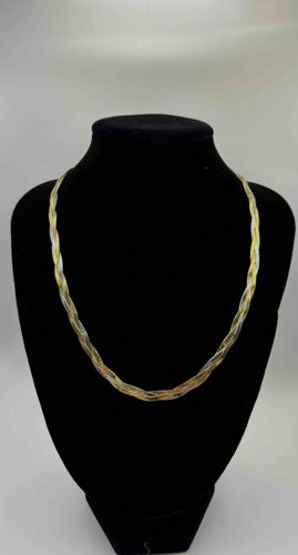 14K Tri-Gold Braided Chain Necklace