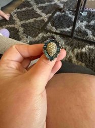 Teal and Clear Stone Cluster Cocktail Ring