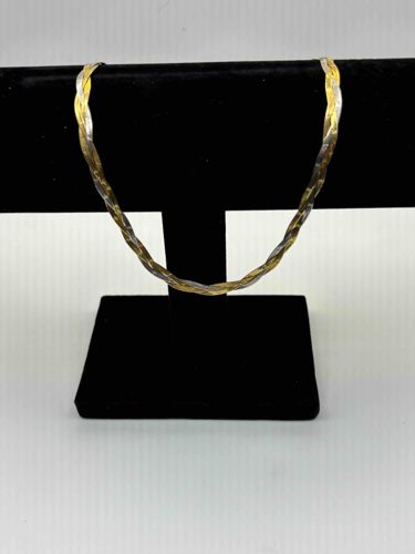 14K Tri-Color Gold Braided Necklace