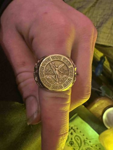 18K Gold Mexican 50 Pesos Coin Ring (Centenario)