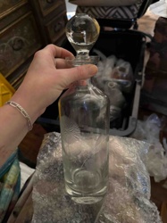Etched Glass Decanter with Spherical Stopper