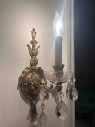 Antiqued Brass Crystal Wall Sconce