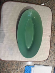 Green Ceramic Oval Serving Dish