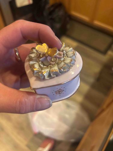 Vintage Heart-Shaped Floral Trinket Box