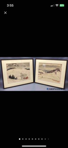 Pair of Mid-Century Watercolor Landscapes by Geruig