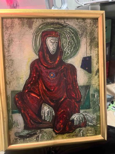Seated Figure in Red Hooded Robe by Charles Malcolm Campbell
